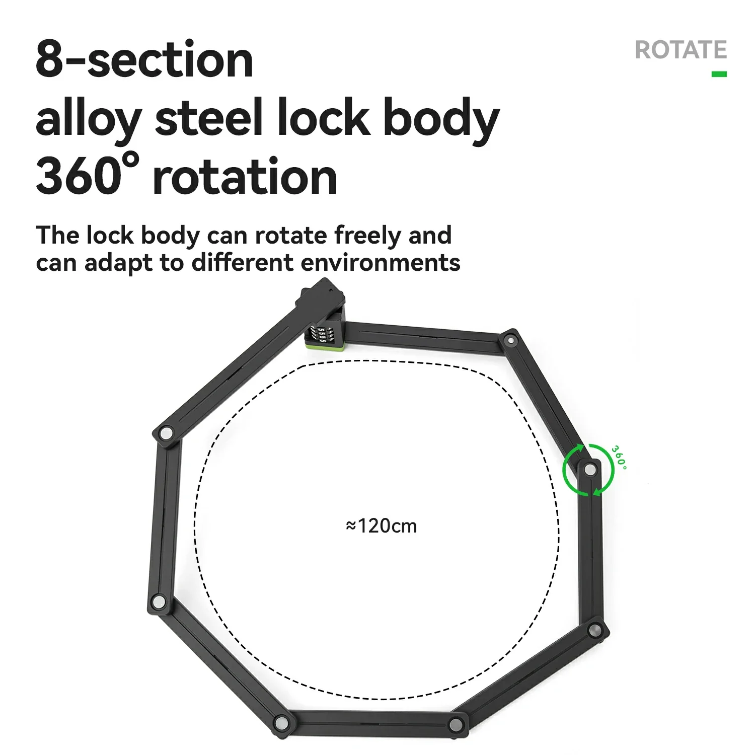 8-Section Folding Combination Bike Lock - Image 4