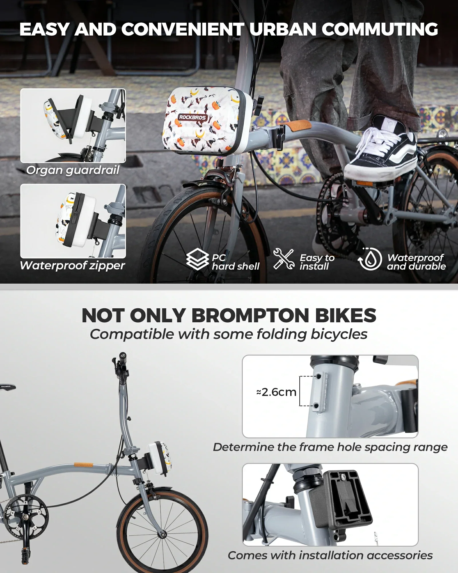 Bicycle Handlebar Bag Waterproof Hard Shell for Folding Bike - Image 7