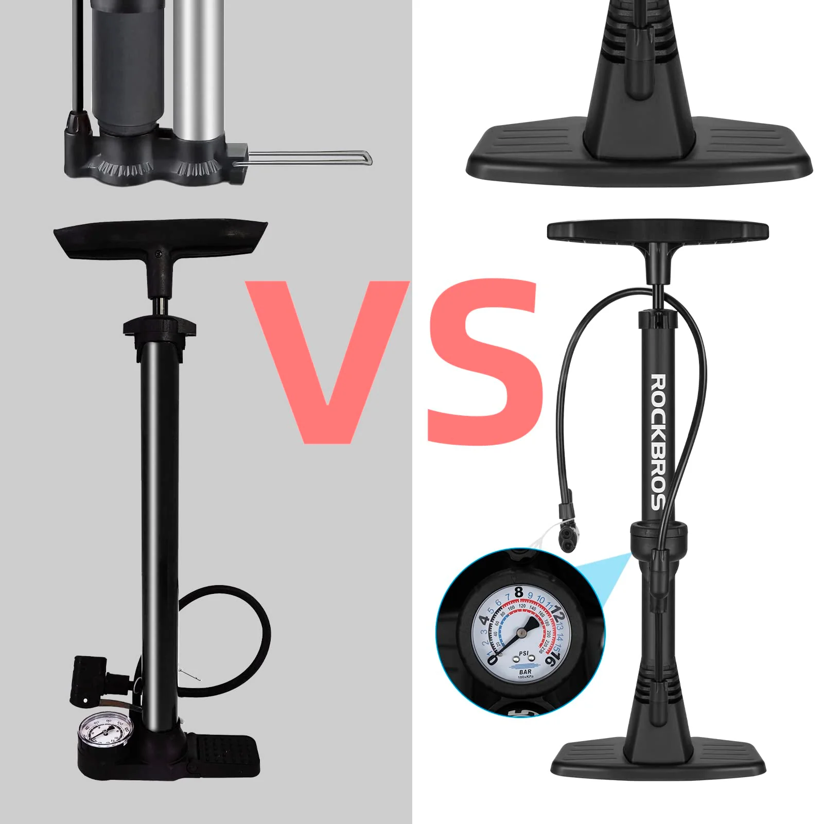 Bike Floor Pump with Gauge High Pressure 160 PSI - Image 5