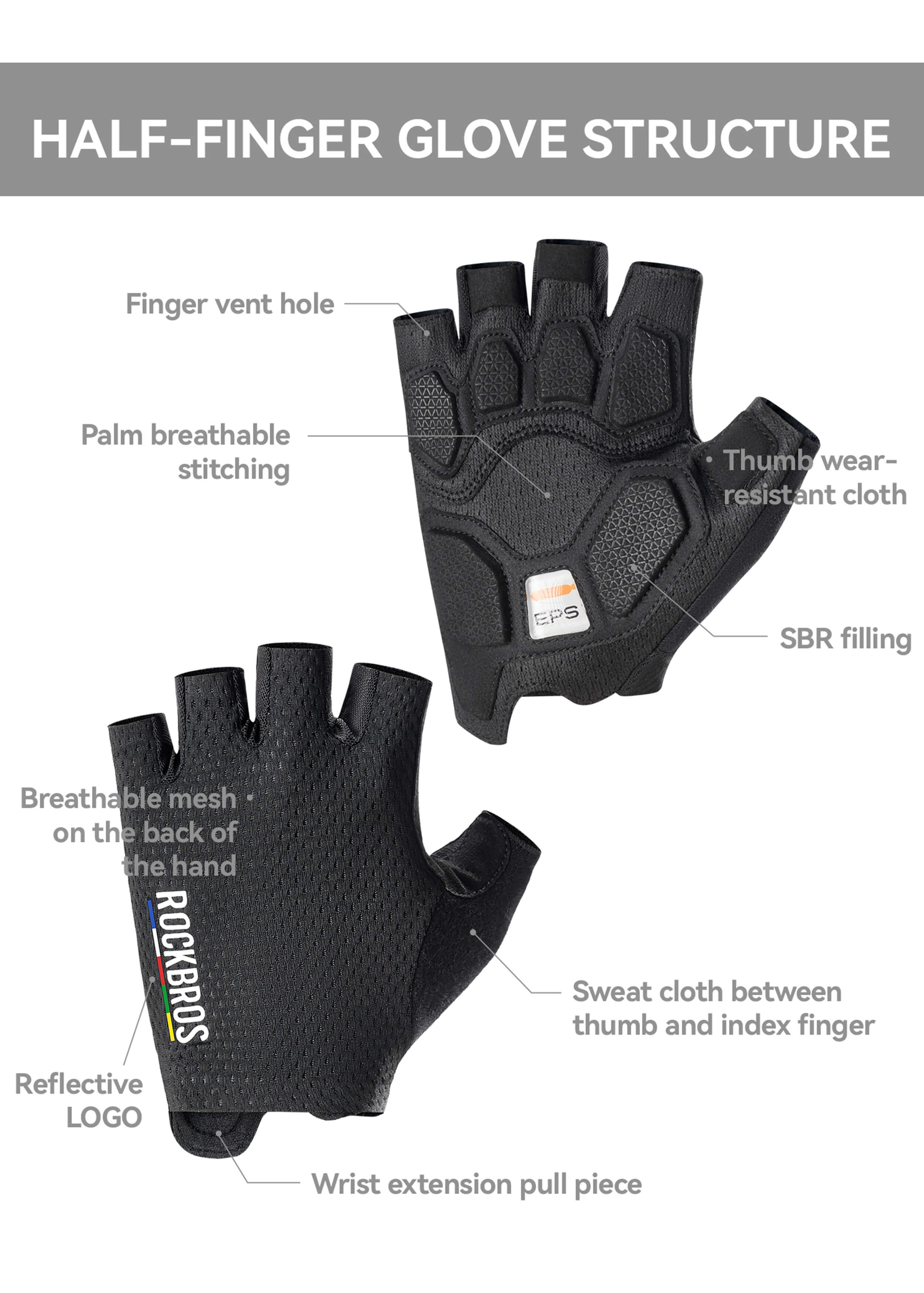 Breathable Anti-Slip Half Finger Cycling Gloves | ROAD TO SKY - Image 9