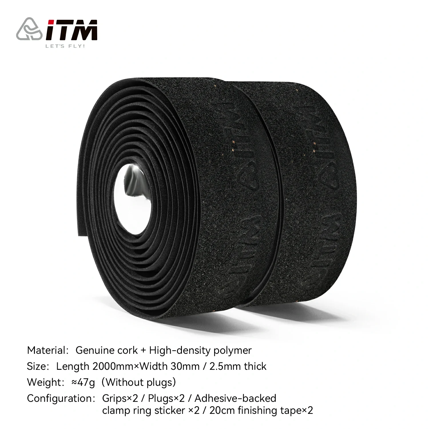 ITM Cork-EVA Road Bike Handlebar Tape – 2.5mm 3D Grip 2 Rolls - Image 5