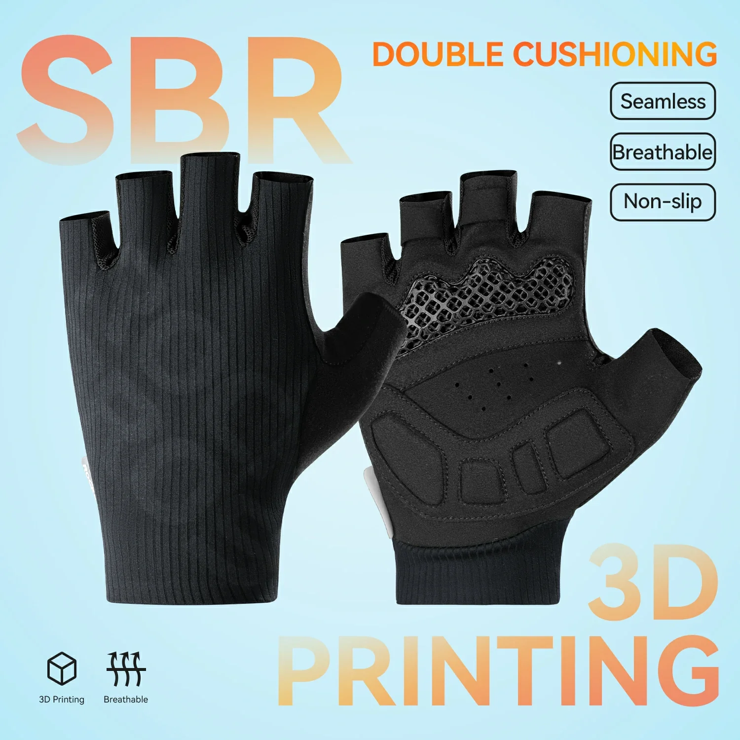 S405 Cycling Half-Finger Gloves 3D-Pinted Palm Pad - Image 9