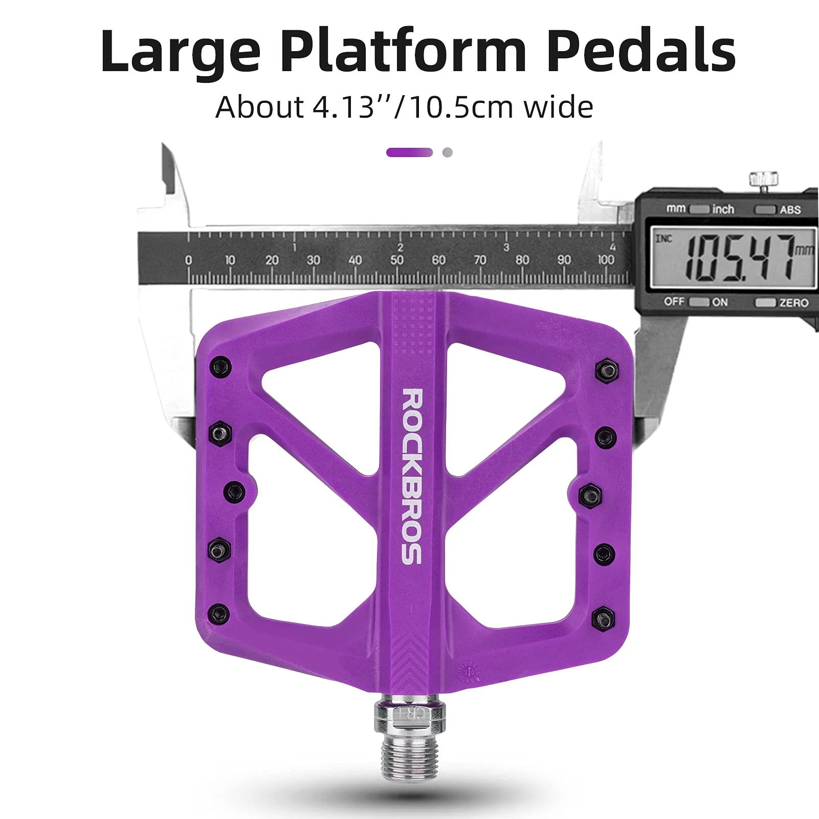 ROCKBROS Mountain Bike Pedals Lightweight Nylon DU Bearing 9/16" MTB Flat Bike Pedals - Image 11