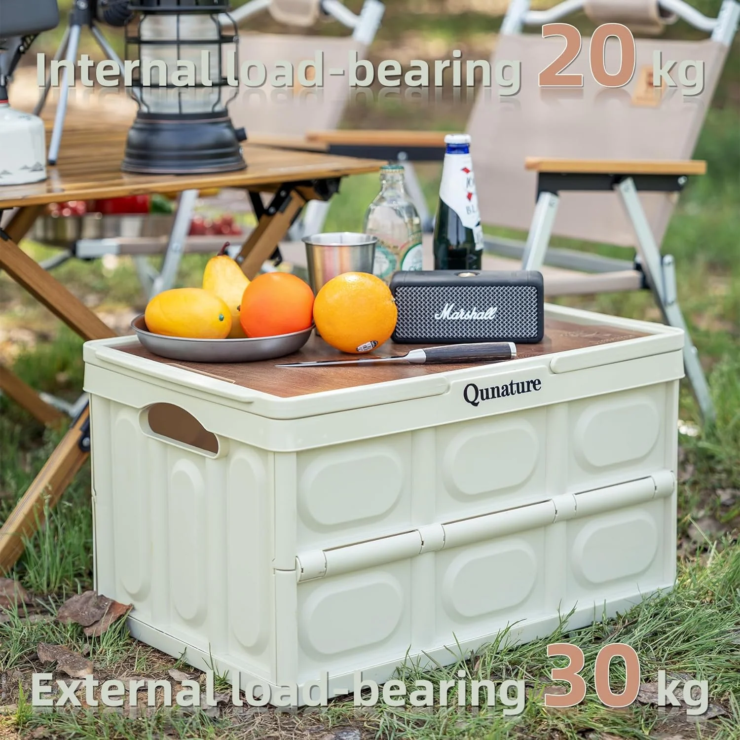 Qunature 55L Collapsible Storage Bin with Lid and Handle - Image 3