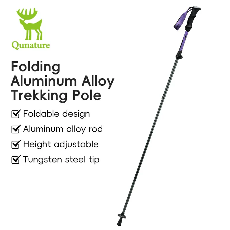 Qunature Foldable Lightweight Aluminum Trekking Pole with Adjustable Height and Grip - Image 2