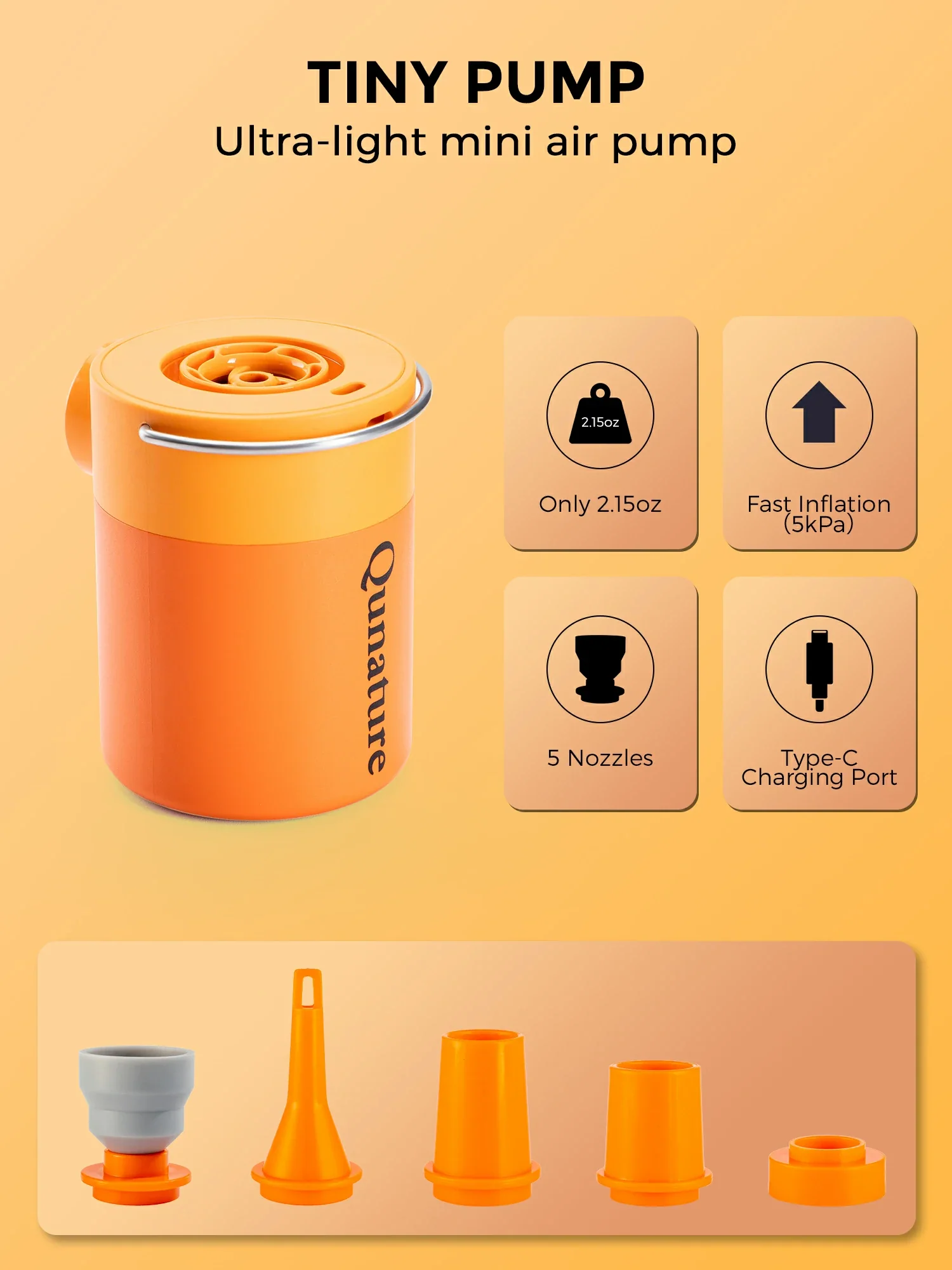Qunature Mini Electric Pump 1500mAh for Air Bed Mattress,Pool Floats,Swimming Ring,Vacuum Storage Bags - Image 26