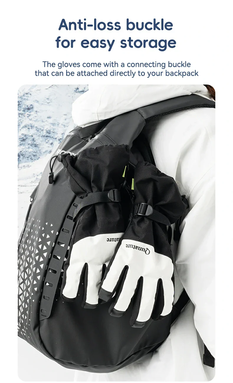 Qunature Outdoor Insulated Ski Gloves - Windproof Waterproof Touchscreen Compatible - Image 4