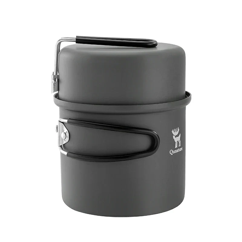 Qunature Ultra-Light Aluminum Camping Cookware Set with Nestable Design Handle - Image 2