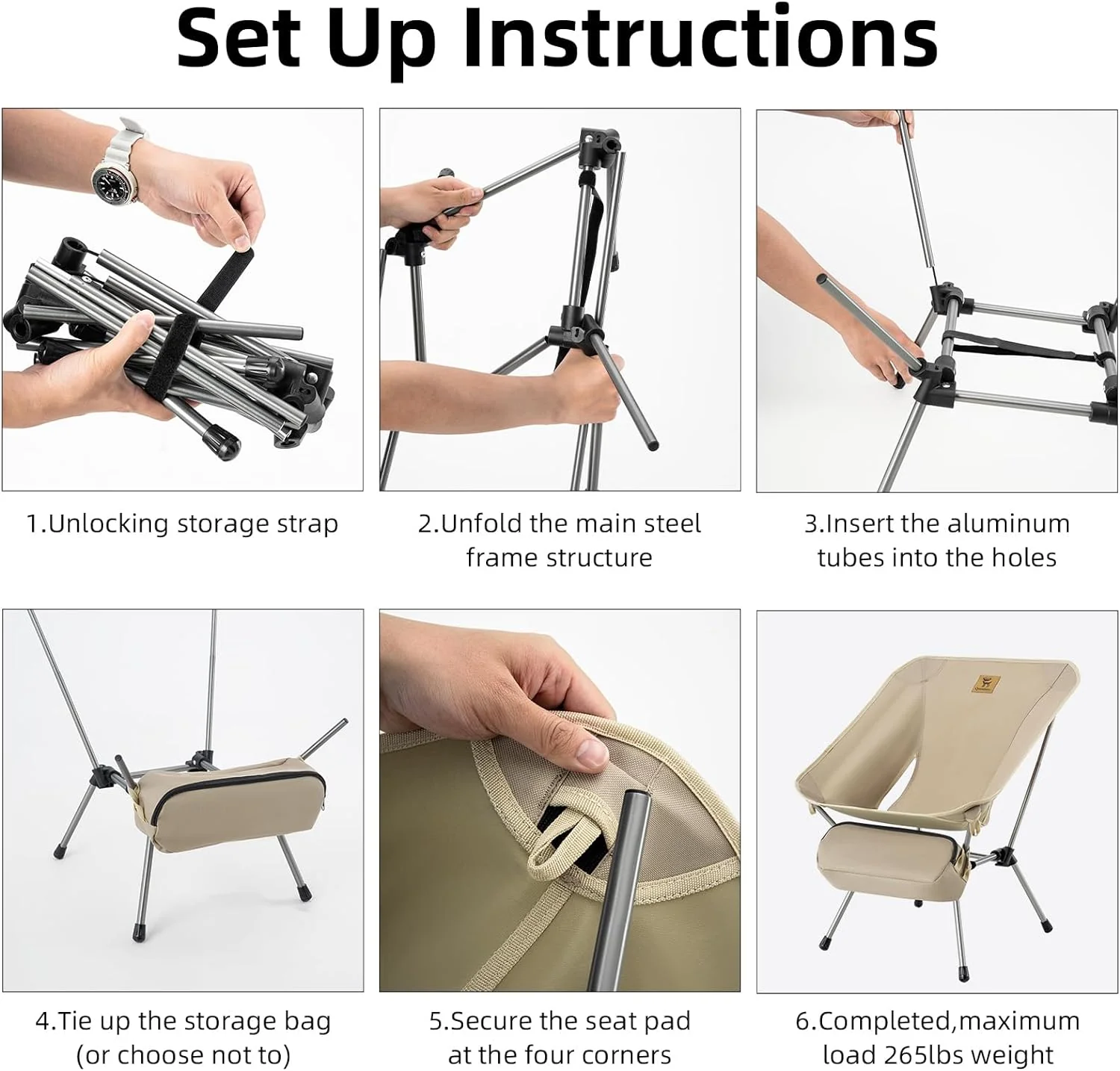 Qunature Ultra Lightweight Folding Camp Chair with Storage Bag Supports 260 lbs - Image 13