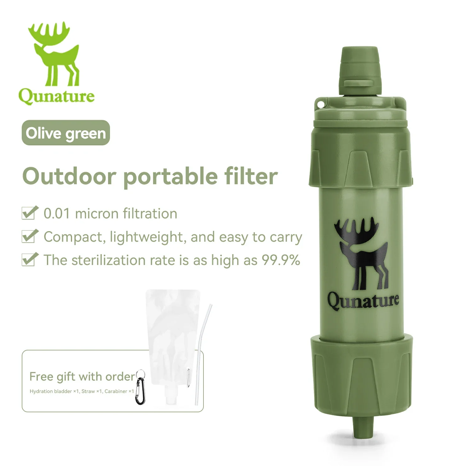 Qunature Water Filter Straw Portable Outdoor - Image 3