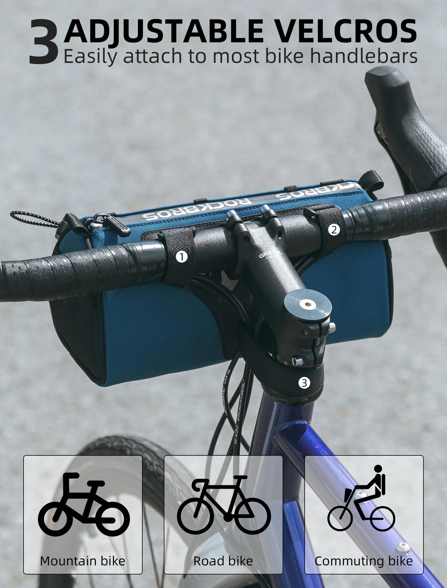 ROCKBROS 1.5L Bike Handlebar Bag - Reflective Front Handlebar Bag for MTB Road Bikes - Image 7