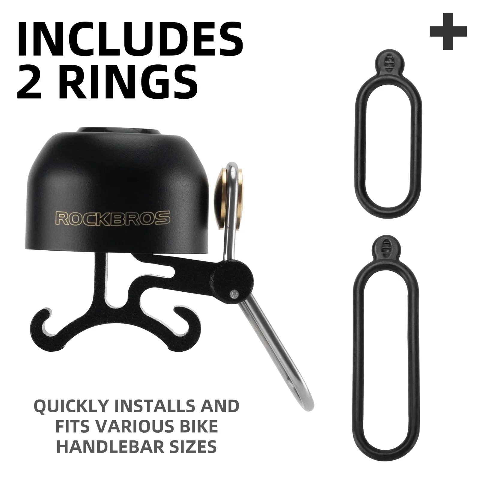 ROCKBROS 100dB Bike Bell, Loud Bicycle Bell for Adults & Kids, Fits 0.87-1.34in Handlebars - Image 3