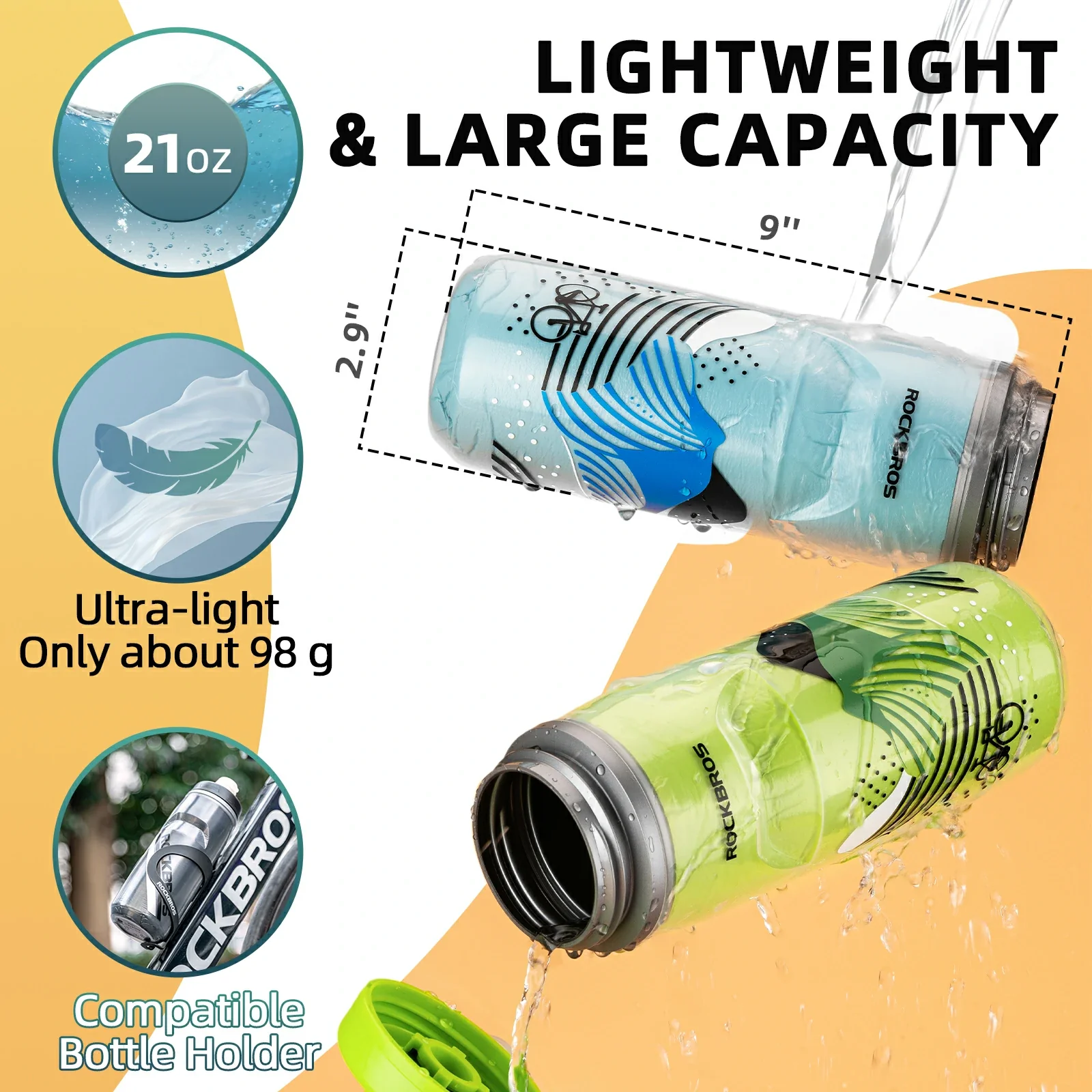 ROCKBROS 21OZ Insulated Bike Water Bottle - Image 6