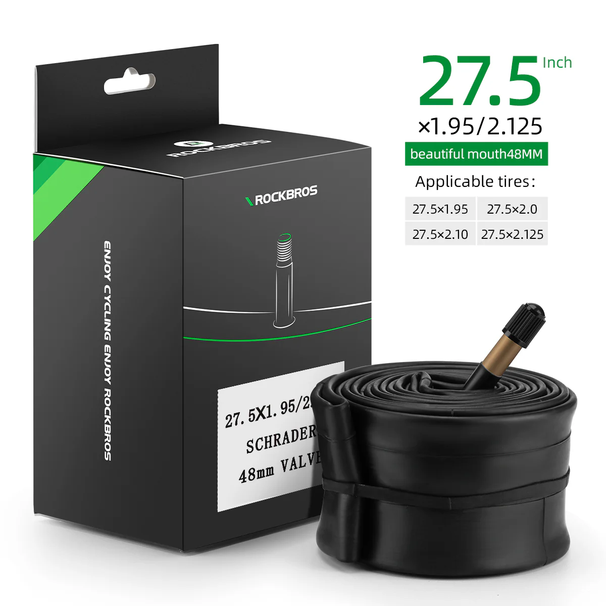 ROCKBROS 26'/27.5'X1.95/2.125 Mountain Bike Inner Tube 48mm Presta/Schrader Valve High Self Sealing Butyl Rubber - Image 4