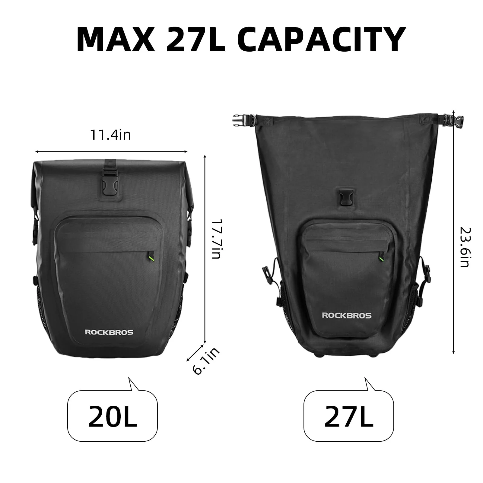 ROCKBROS 27L Waterproof Bike Pannier Bag Grocery Touring Cycling Large Capacity Rear Rack Bag - Image 6