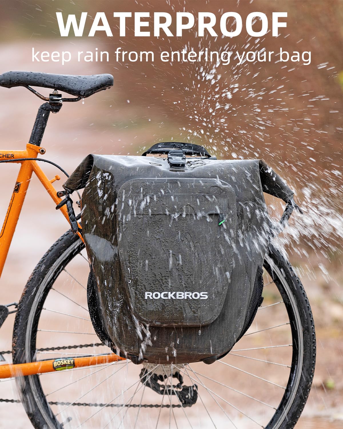 ROCKBROS 27L Waterproof Bike Pannier Bag Grocery Touring Cycling Large Capacity Rear Rack Bag - Image 8