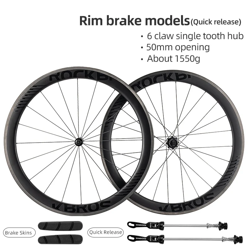 ROCKBROS 700c Carbon Fiber Disc Rim 38/50/65 mm  1.6-1.7 kg Clincher Wheelset - Image 10