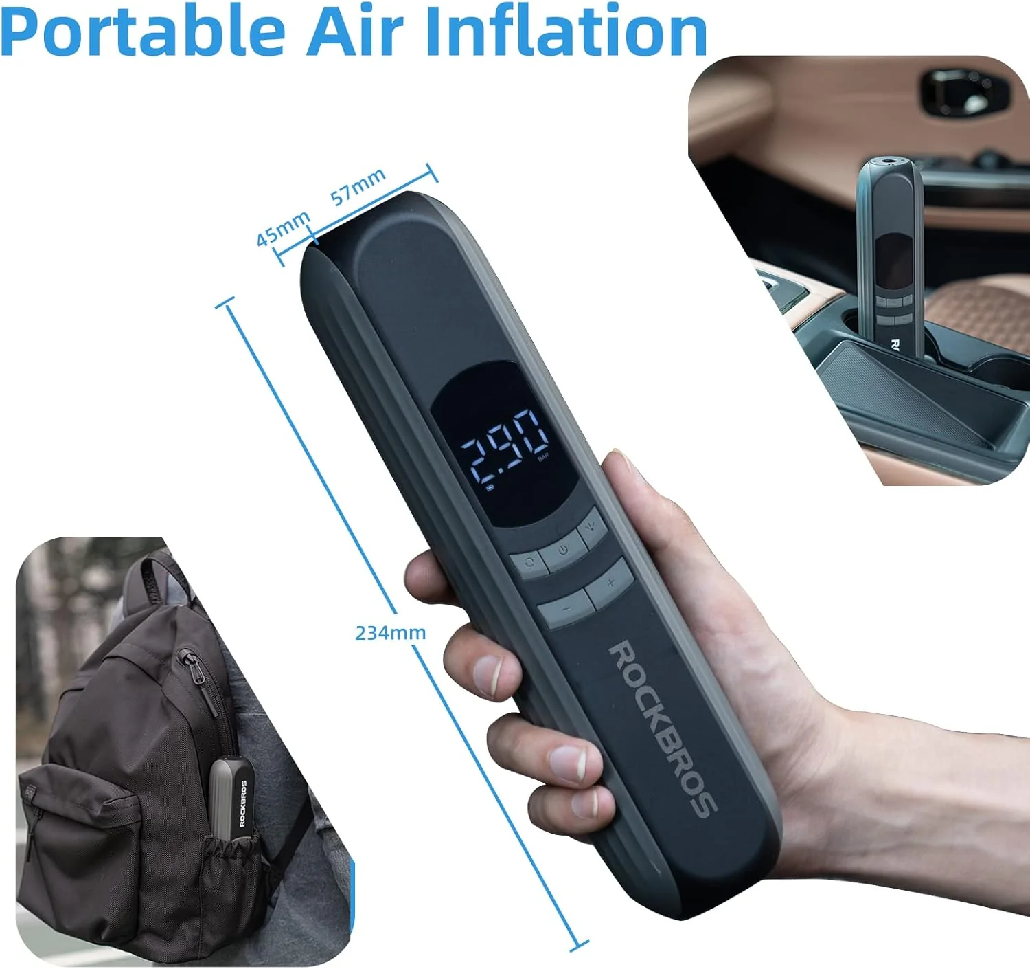 ROCKBROS A10 Electric Bike Tire Pump 150PSI - Image 7
