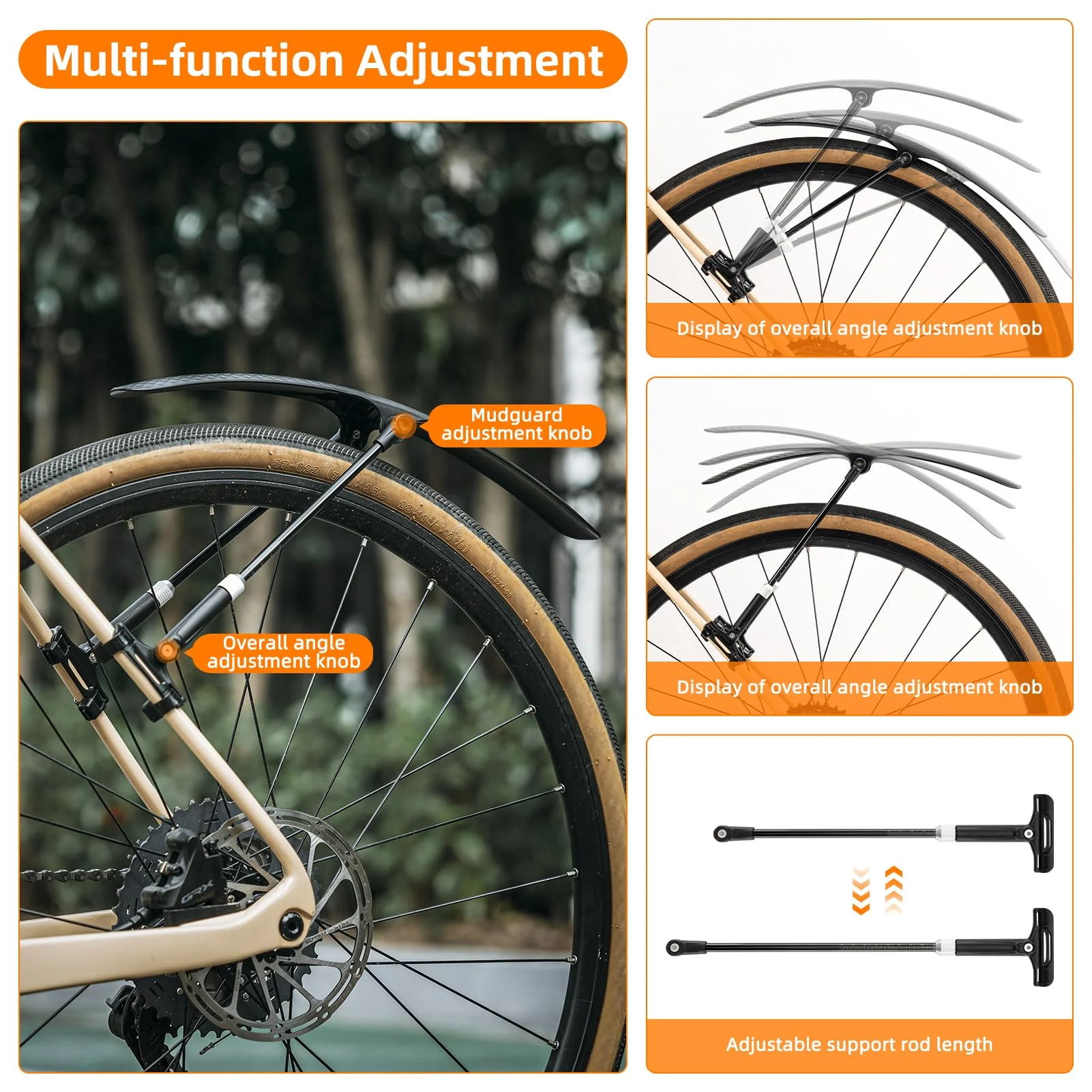 ROCKBROS Adjustable Bike Fenders Set for Road Bikes Easy Install - Image 3