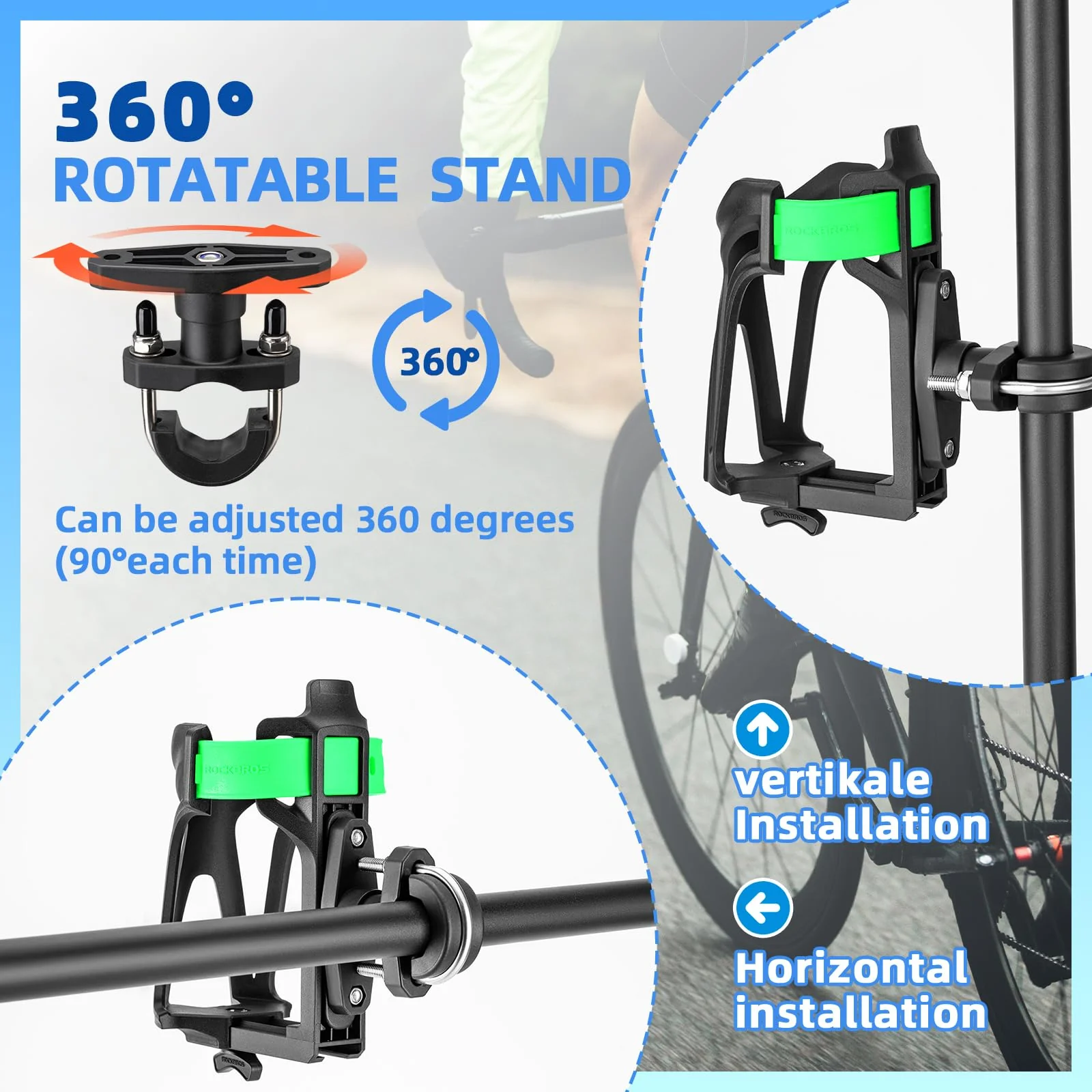 ROCKBROS Adjustable Water Bottle Holder for 2.3-3" Bottles, Bike & Motorcycle Mount - Image 16