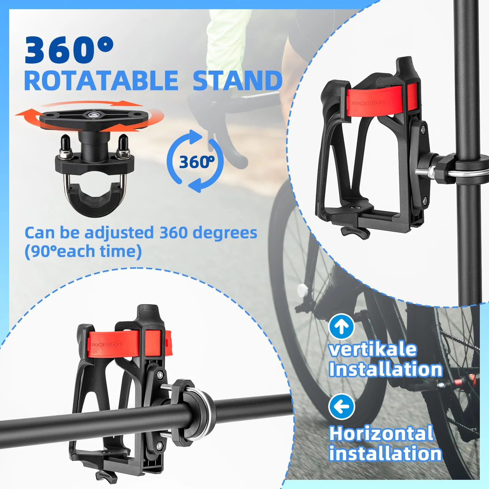 ROCKBROS Adjustable Water Bottle Holder for 2.3-3" Bottles, Bike & Motorcycle Mount - Image 23