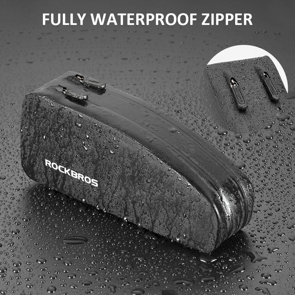 ROCKBROS Bike Bag Top Tube Bike Frame Bag Waterproof Two Zipper Pockets - Image 2