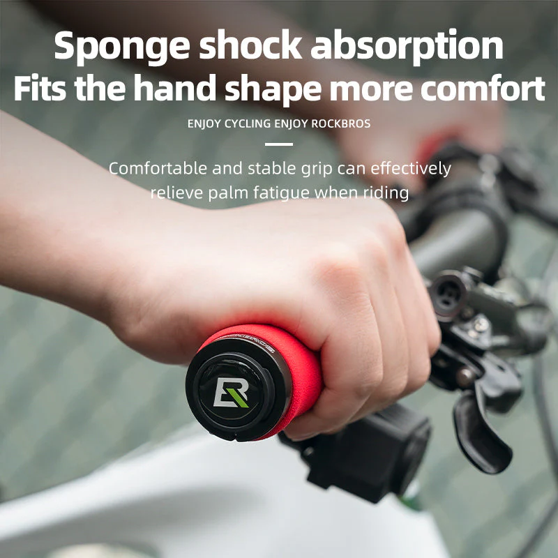 ROCKBROS Bike Grips Shock Absorption Foam Bike Handle Grips Soft Comfortable Non-Slip Double Locked on - Image 2