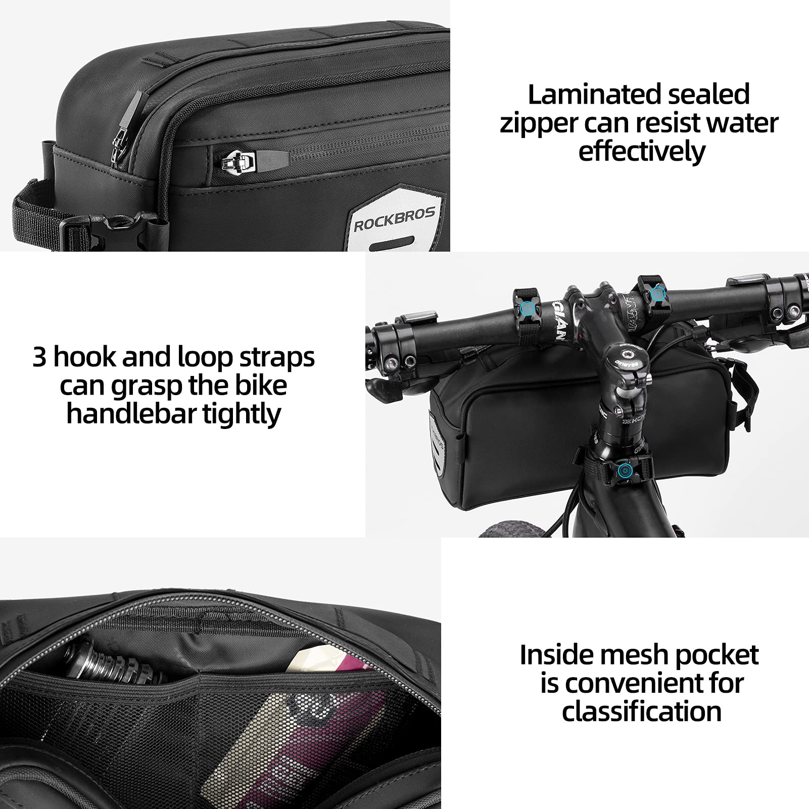 ROCKBROS Bike Handlebar Front Frame Bag with Removable Shoulder Strap for Cycling - Image 5