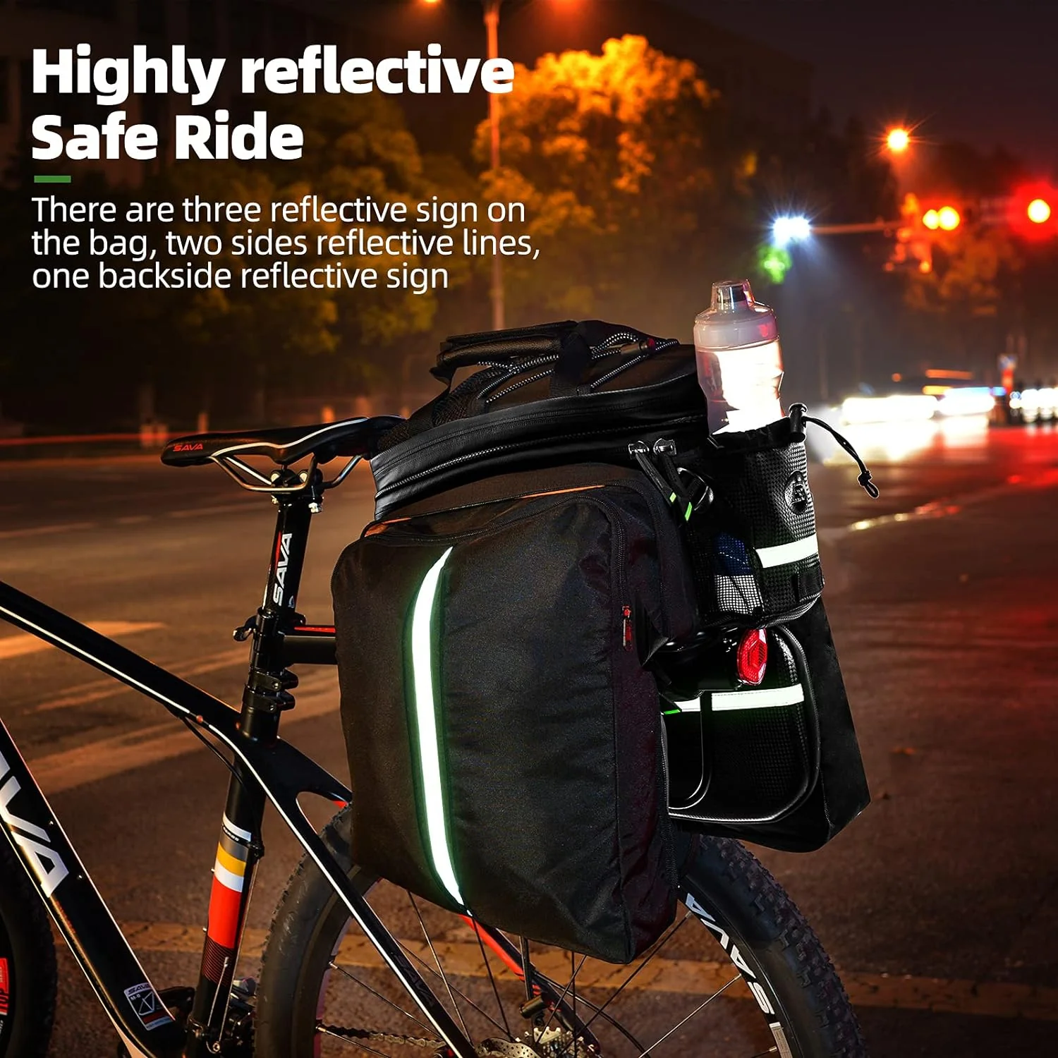 ROCKBROS Bike Rack Bag Waterproof Carbon Leather Rear Seat Cargo Pack 34L - Image 6