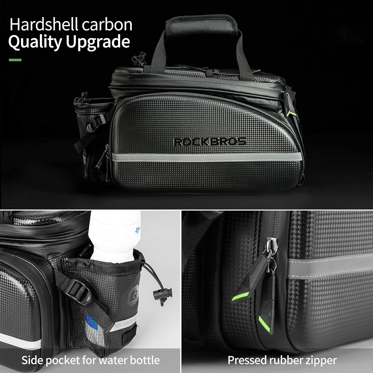 ROCKBROS Bike Rack Bag Waterproof Carbon Leather Rear Seat Cargo Pack 34L - Image 7
