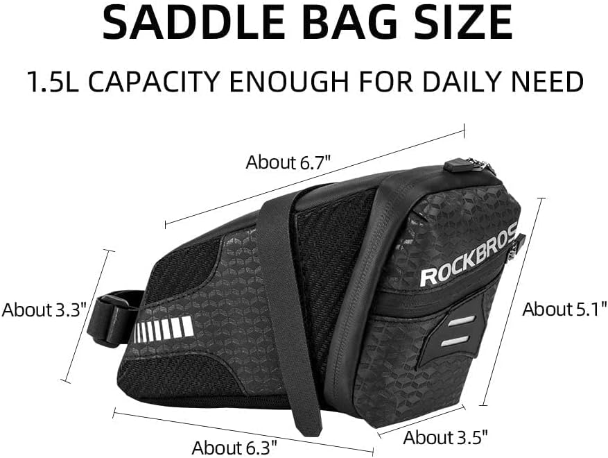 ROCKBROS Bike Saddle Bag Under Seat 1.5L Cycling Accessories Storage Pouch - Image 4