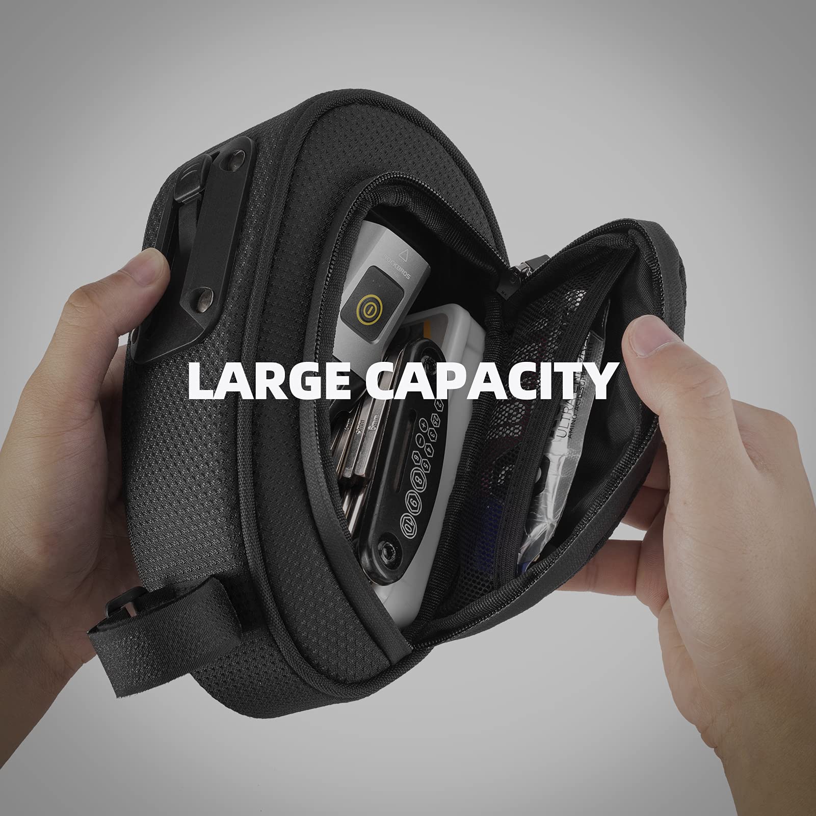 ROCKBROS Bike Saddle Bag Under Seat with Adjustable Mounting, Large Storage Pouch - Image 3