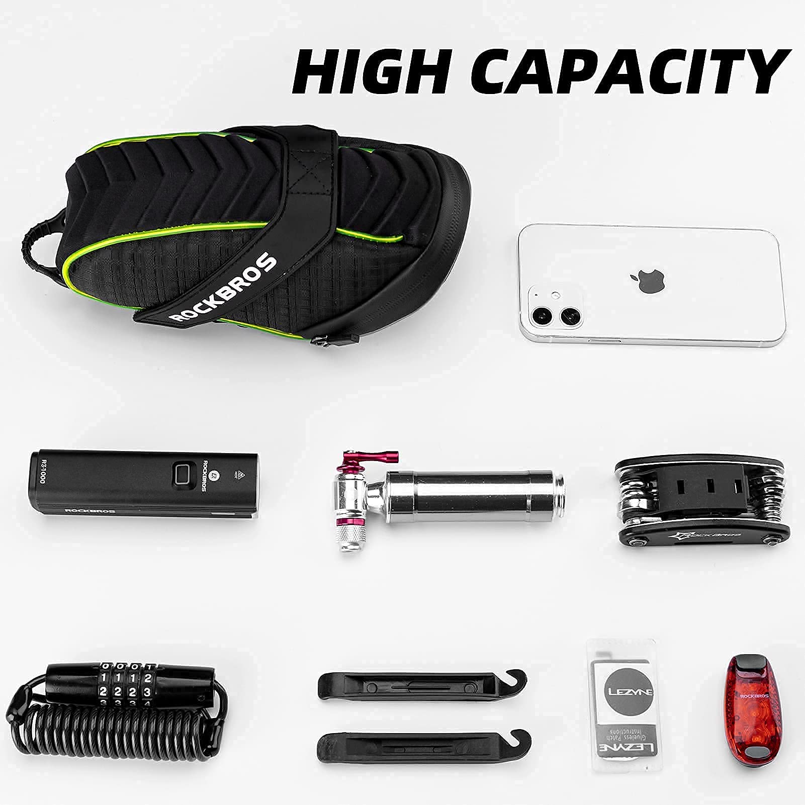 ROCKBROS Bike Seat Bag with LED Light, Waterproof, 3D Shell, and Rain Cover - Image 6