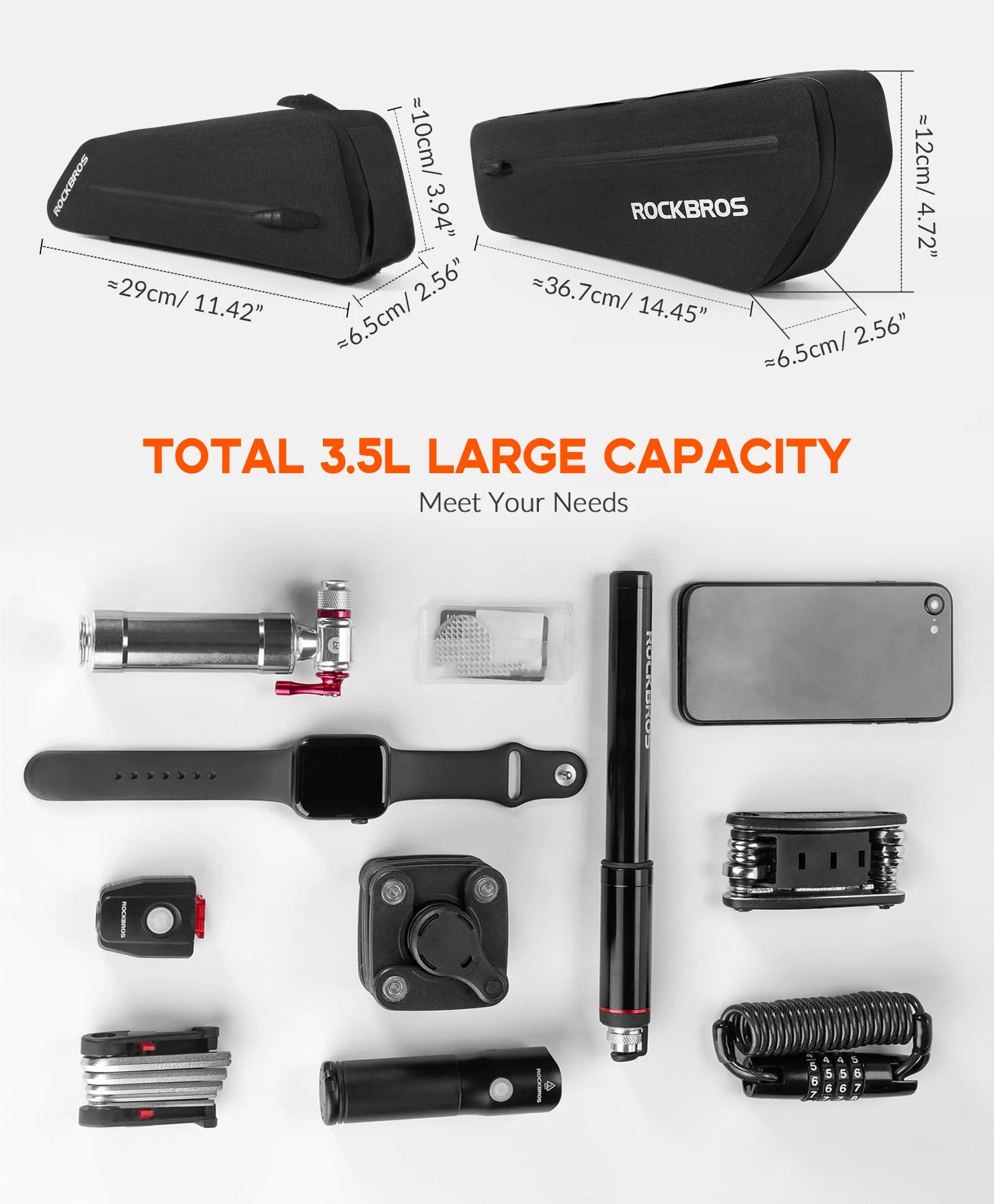 ROCKBROS Bike Top Tube Bag Bike Frame Bag For Super 73Waterproof 2 pieces combi - Image 3