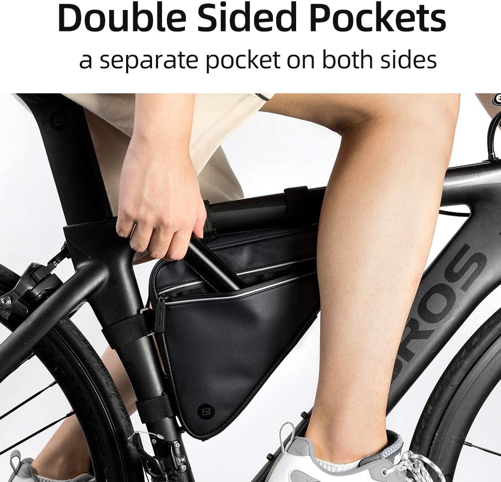 ROCKBROS Bike Triangle Frame Bag, with Two Side Pockets, 1.5L - Image 5