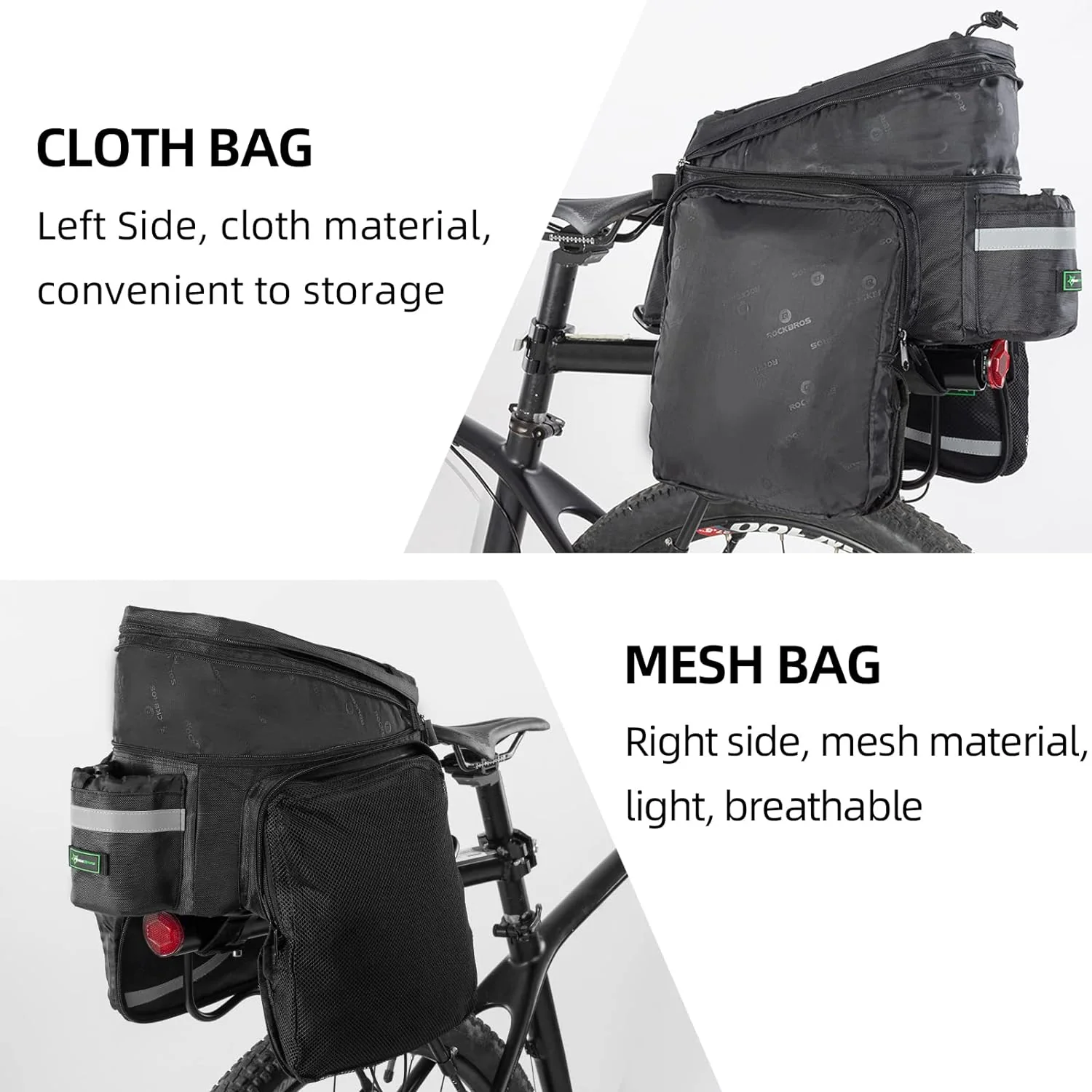 ROCKBROS Bike Trunk Bag 13L-25L Bike Rear Rack Bag - Image 4
