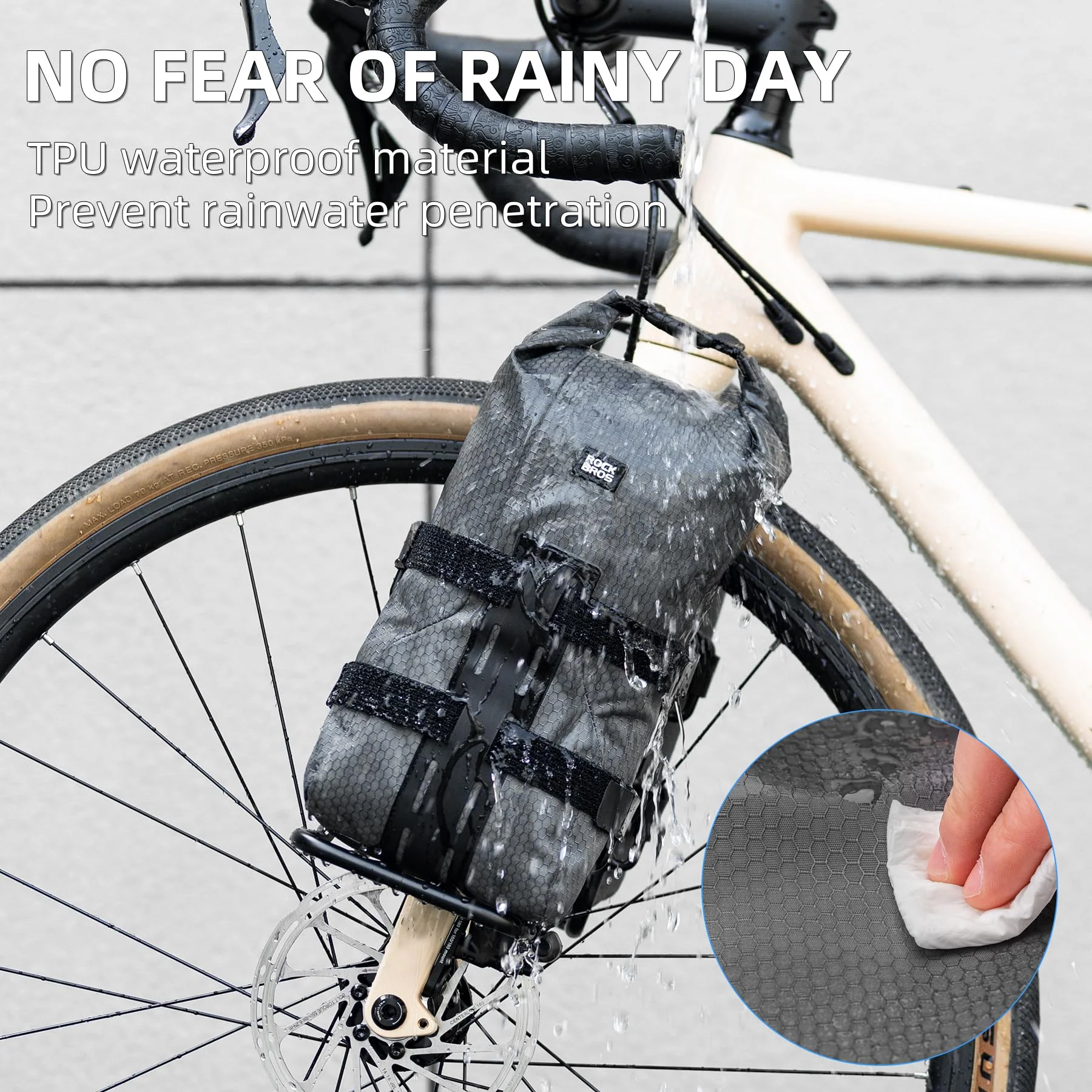 ROCKBROS Bike Waterproof 4L Front Fork Bag with Bike Rack - Image 6