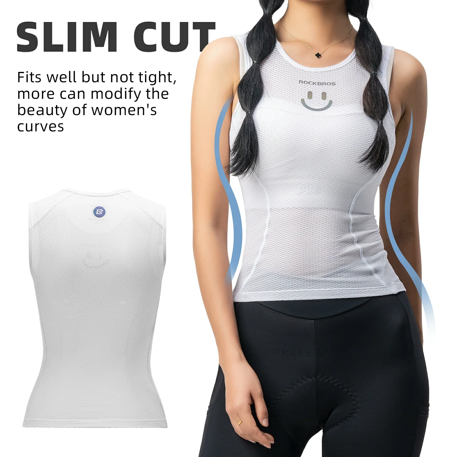 ROCKBROS Breathable Mesh Sleeveless Quick Dry Slim Cycling Base Layer for Women - Image 8