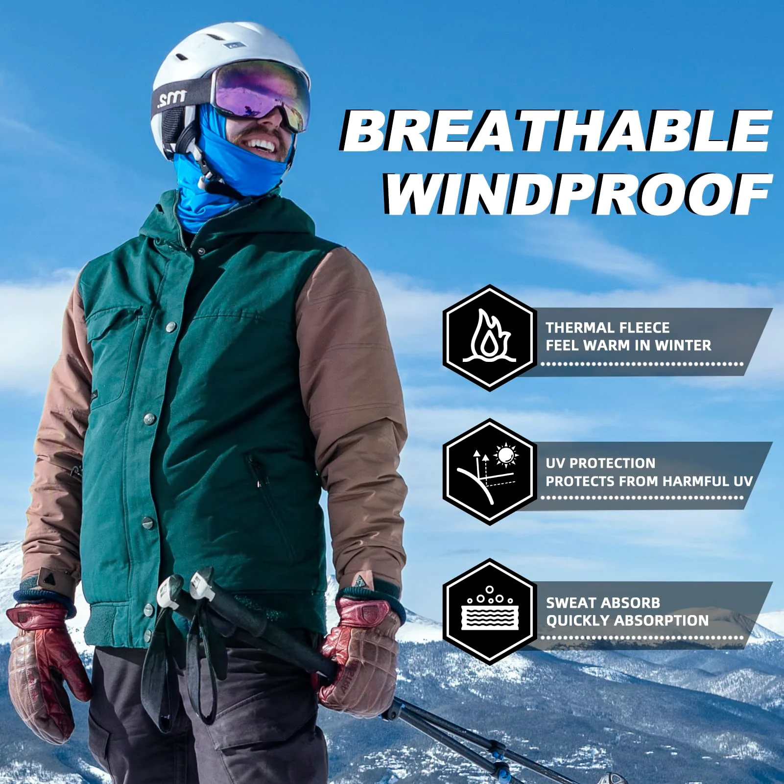 ROCKBROS Cold Weather Windproof Thermal Winter Balaclava Ski Mask Neck Warmer Hood - Image 88