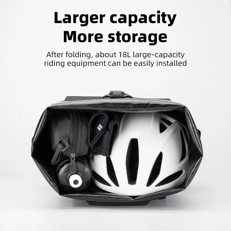 ROCKBROS Convertible Waterproof Bike Rack Bag 18L Adjustable Capacity Backpack Straps - Image 5
