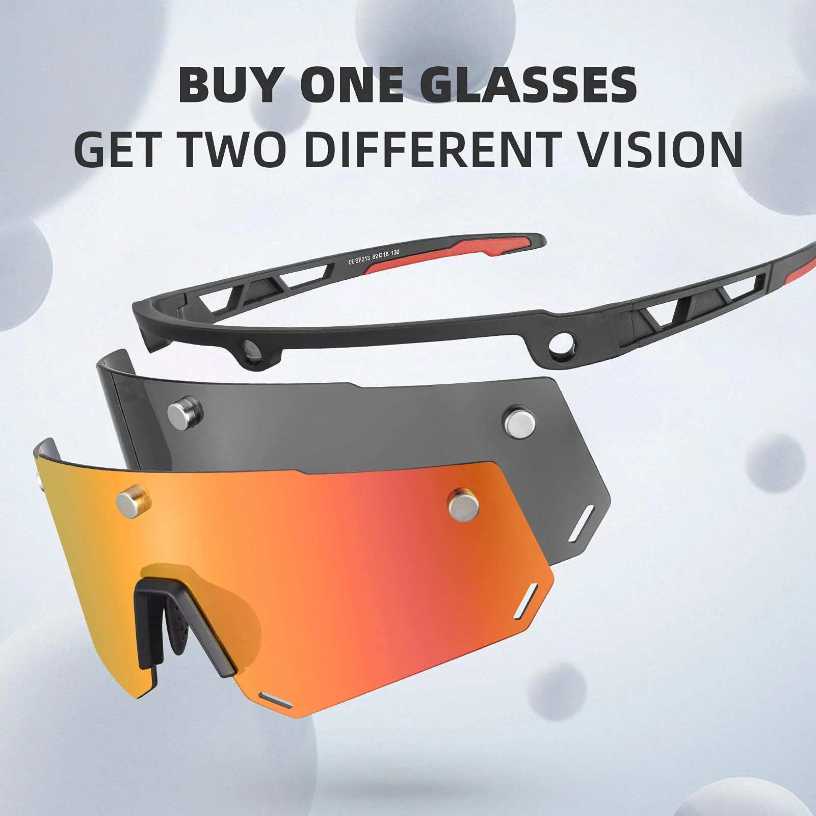 Unisex Polarized Cycling Glasses with 2 Replaceable Lenses - Image 7