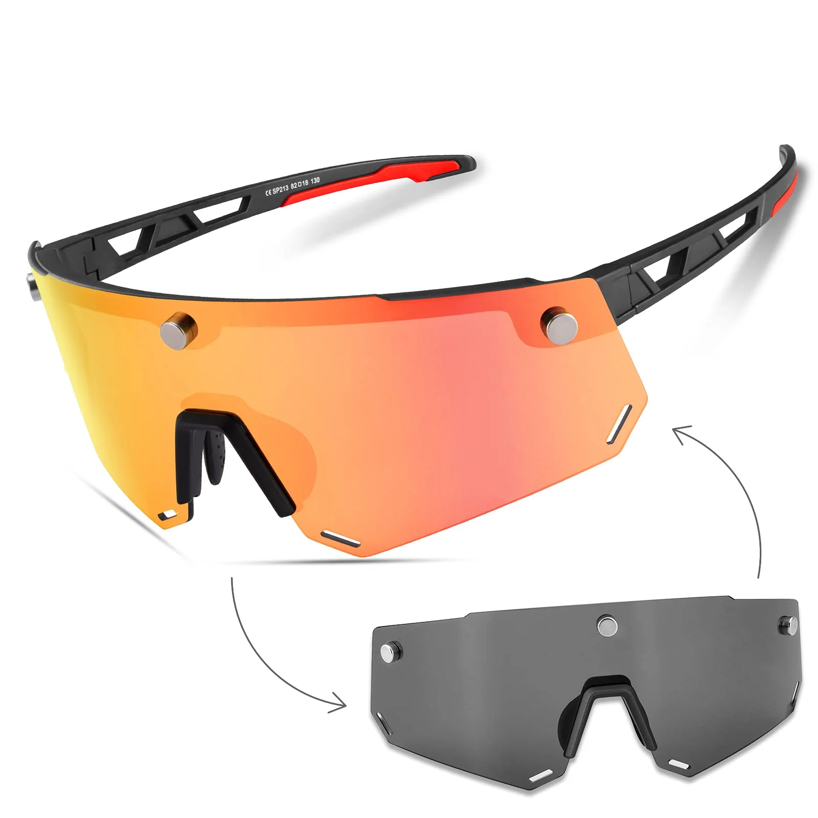 Unisex Polarized Cycling Glasses with 2 Replaceable Lenses - Image 8