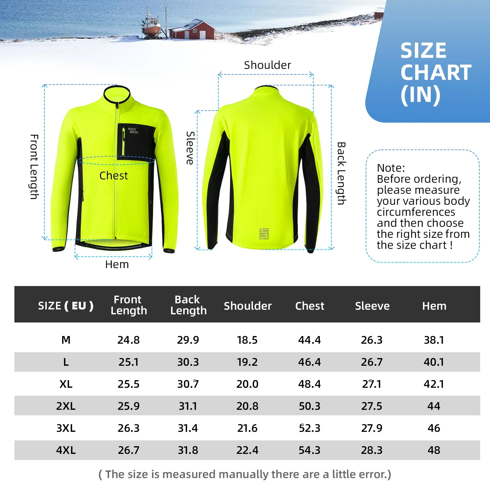 ROCKBROS Cycling Thermal Bike Jackets Winter Warm UP Breathable Windproof 3 Pockets - Image 6