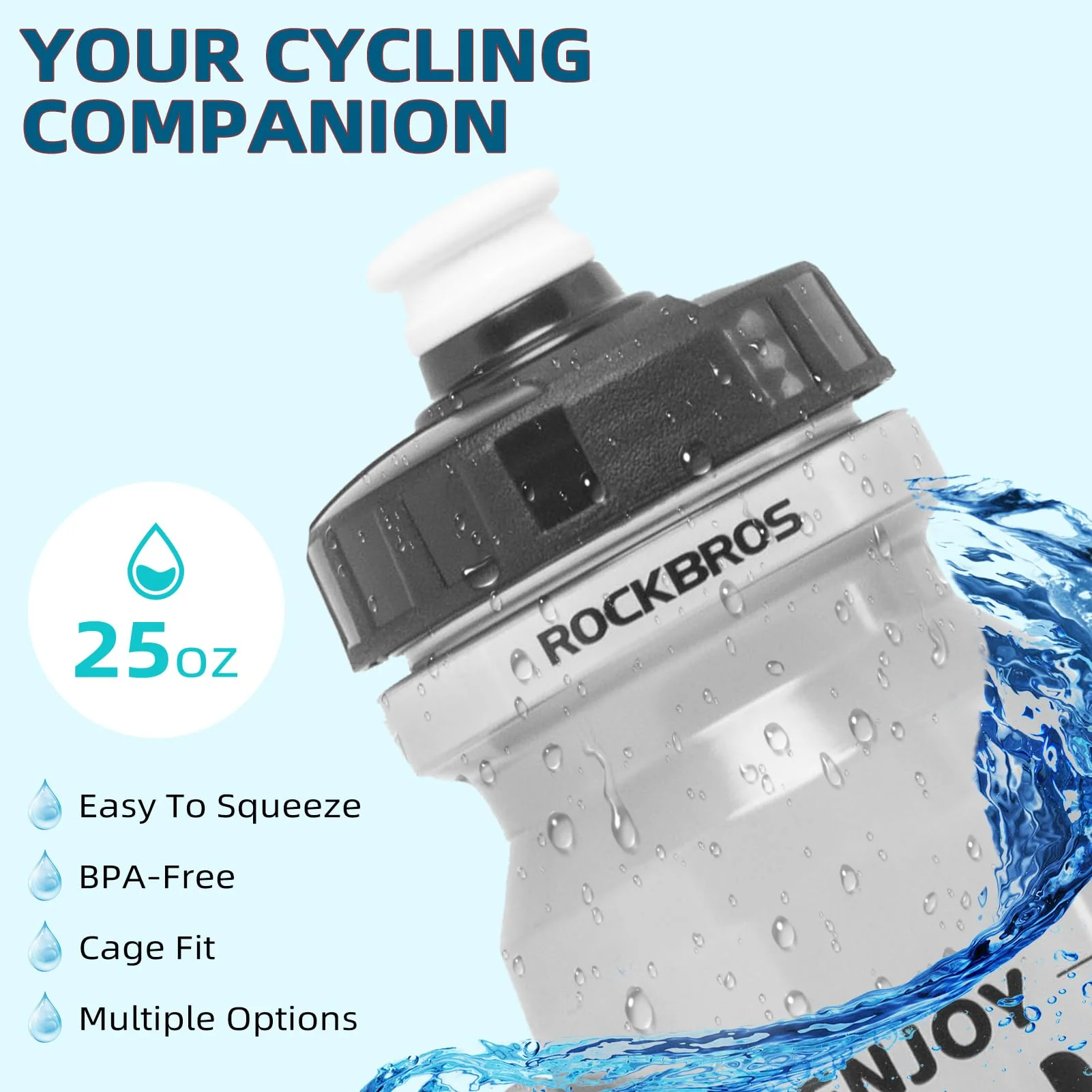 ROCKBROS Cycling Water Bottle 20-25oz Cycling Bottle BPA-Free - Image 12