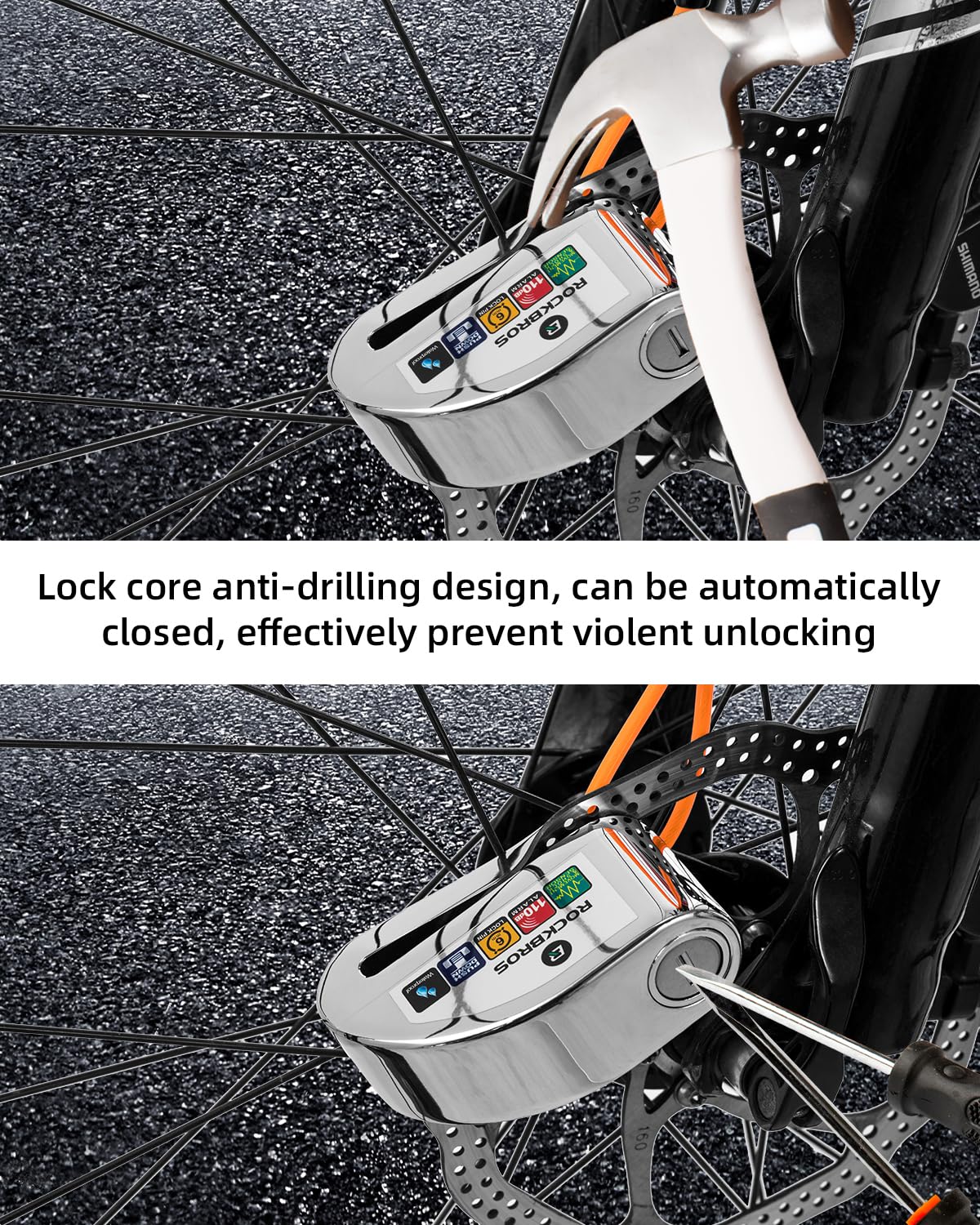 ROCKBROS Disc Brake Lock Motorcycle Alarm Lock Anti-Theft 110db Motorcycle Lock with Reminder Cable Disc Brake vehicle - Image 4