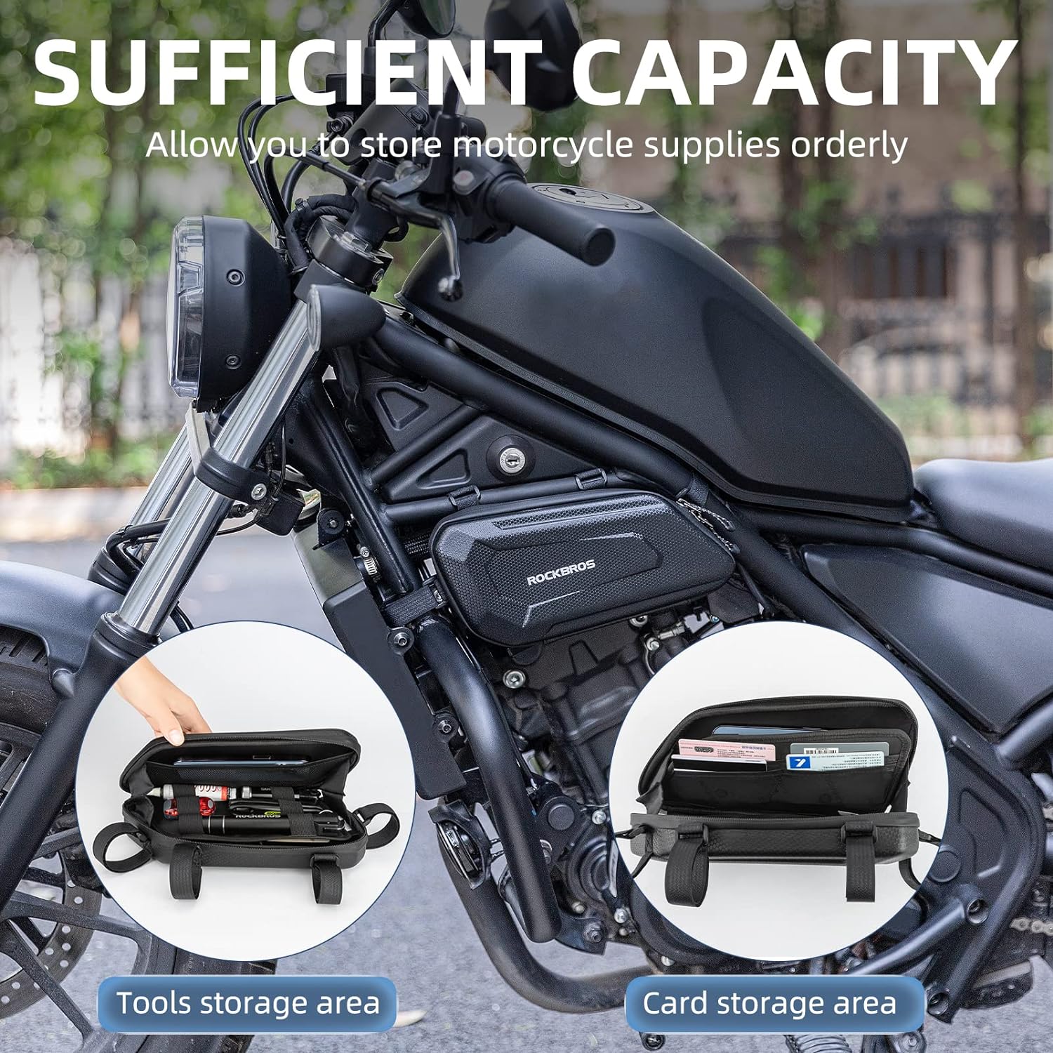 ROCKBROS EVA Hard Shell Motorcycle Tool Bag - Water-Resistant Triangle Side Bag - Image 4
