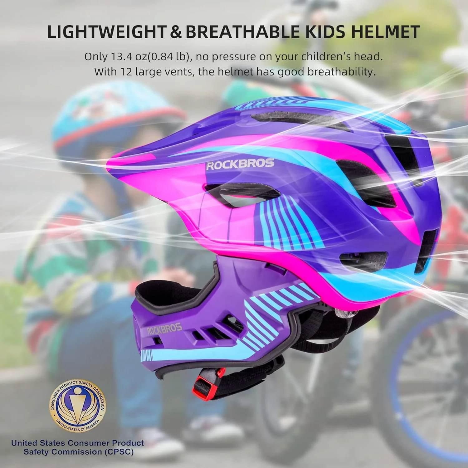 ROCKBROS Kids Full Face Helmet Detachable for Youth Child Boys Girls Ages 3-16 - Image 13
