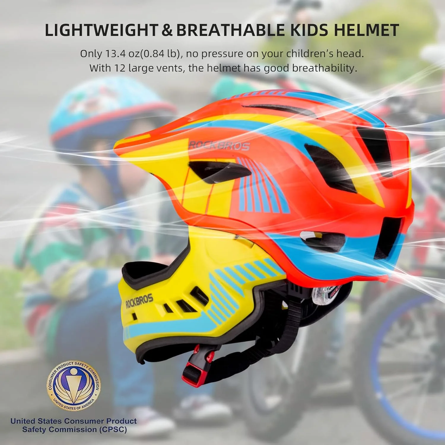 ROCKBROS Kids Full Face Helmet Detachable for Youth Child Boys Girls Ages 3-16 - Image 9