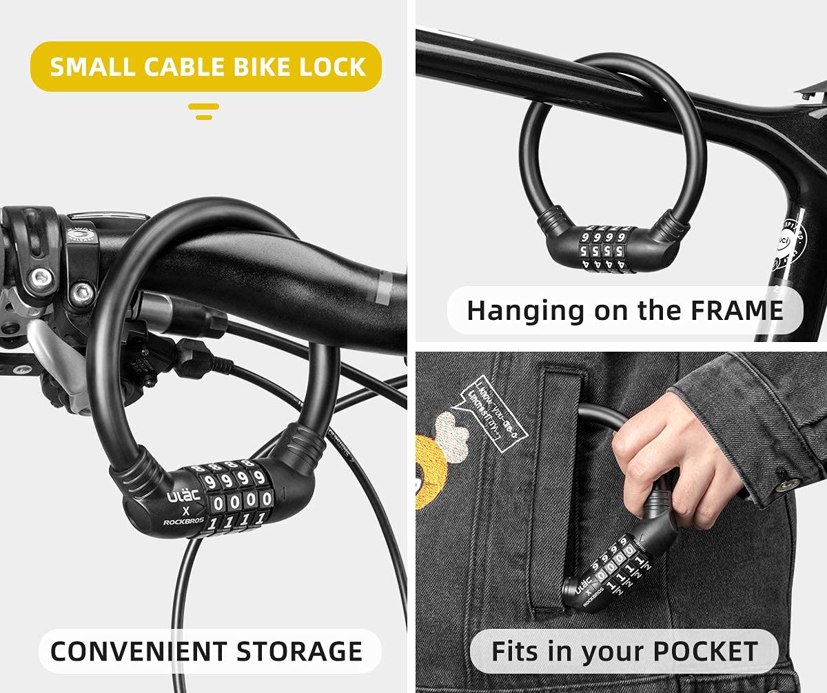 ROCKBROS Lightweight Bike Lock Cable 12MM Anti-Theft Combination Lock - Image 4