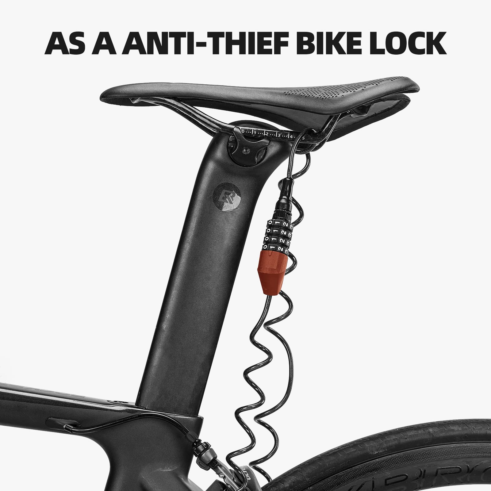 ROCKBROS Lightweight Helmet Lock, Resettable Combination Cable Lock for Bike & Luggage - Image 12